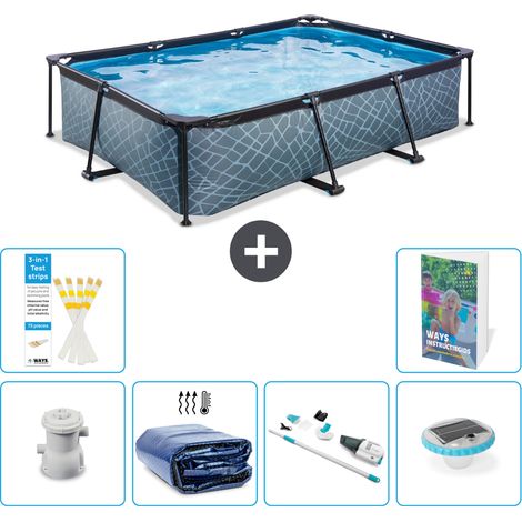 Exit Pool Rechteckig - Steinoptik - 300x200x65 cm - 7-teilig S204