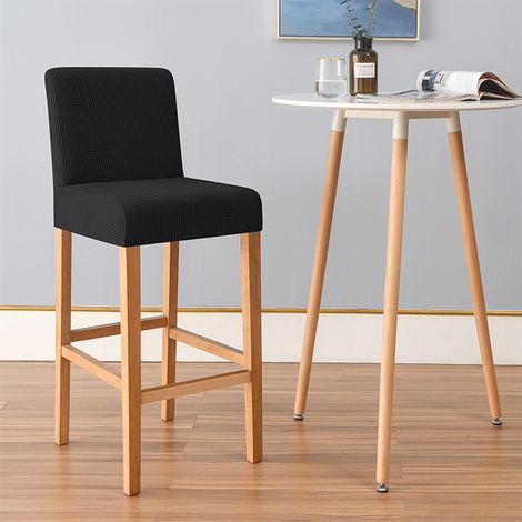 Housse pour tabouret de bar, jacquard, noir (1/5)