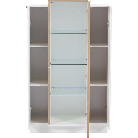 Wohnzimmervitrine 74 x 40 x 120 cm mit 3 Türen, LED und Glasböden (1/5)