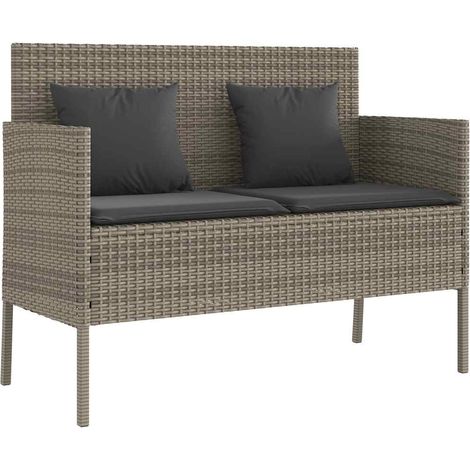 Maison Exclusive - Panca da Giardino con Cuscini Grigia in Polyrattan