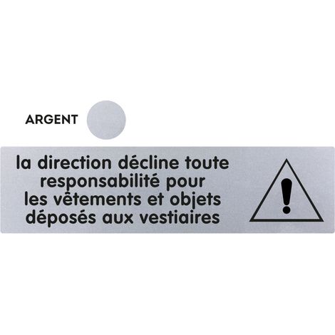 Plaque de porte La direction décline toute responsabilité - Classique argent 170x45mm - 4320762