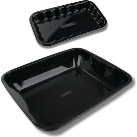 Lot de 2 plats de cuisson en acier émaillé 40 x 34 cm et 21 x 12 cm FM Professional Barbecue