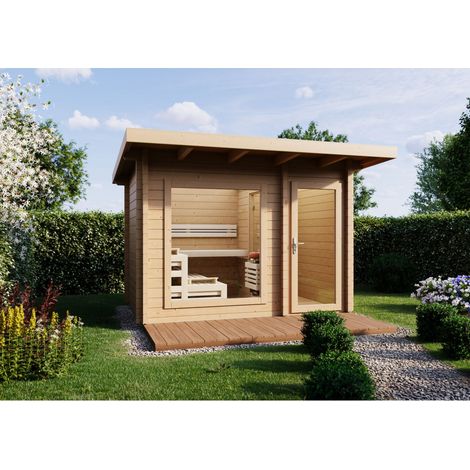 Infraworld Gartensauna Terra 2B Außensauna mit Vorraum Saunahaus 341 x 230 cm (1/5)