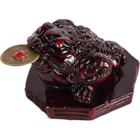 Crapaud de Fortune Feng Shui Rouge - Crapaud à 3 Pattes - 5 x 6,5 x 6,5 cm - Décoration Japonaise Asiatique - Idée Cadeau Japon Asie - Figurine Grenouille Porte-Bonheur Chance (1/2)