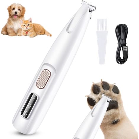 Tondeuse pour chiens - Tondeuse pour pattes de chien avec lumière LED - Tondeuse - Tondeuse électrique pour chiens - Kit de toilettage - Étanche - Soin des pattes - Rasoir pour animaux - Pour chiens e (1/5)