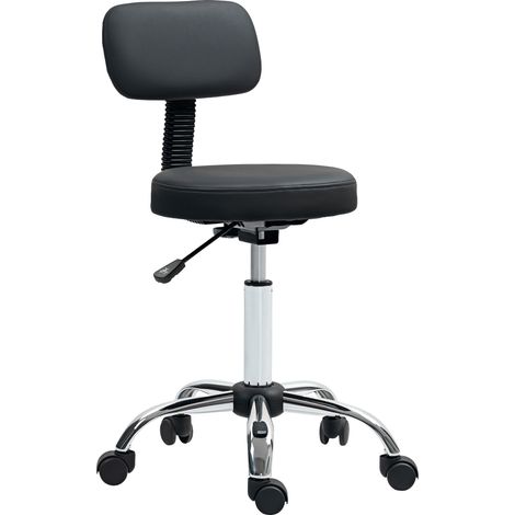 Tabouret pivotant réglable avec dossier et roulettes 46x51x78-93 cm