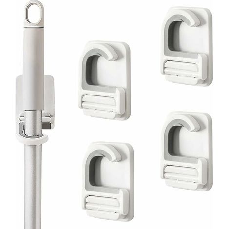 Set of 4 wall-mounted broom holders, self-adhesive wall-mounted broom holders, mop holders, self-adhesive broom holders, for kitchen, garage, laundry room (1/5)
