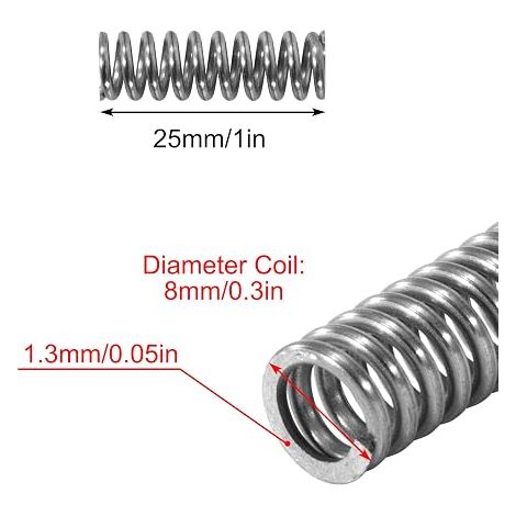 Compression Spring 25 mm Stainless Steel Compression Springs Wire Diameter 1.3 mm Outer Diameter 8 mm Spring Force 6.2 kg (1/4)