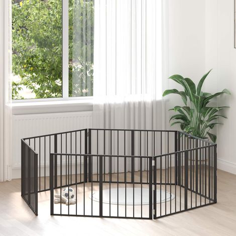 Puerta para perros 6 pcs Negro 100 x 60 cm Acero Galvanizado