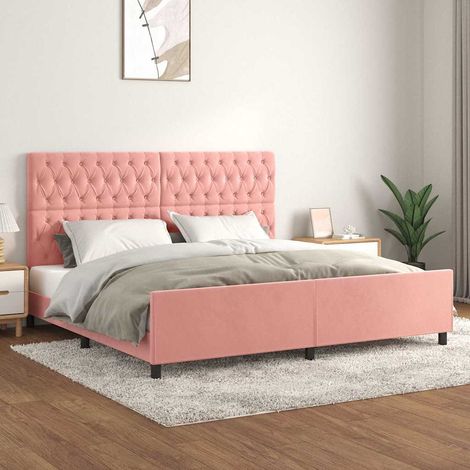 vidaXL Estructura cama sin colchón terciopelo rosa 200x200 cm (1/5)