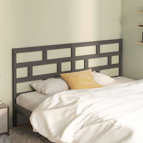 vidaXL Cabecero de cama madera maciza de pino gris 206x4x100 cm (1/5)