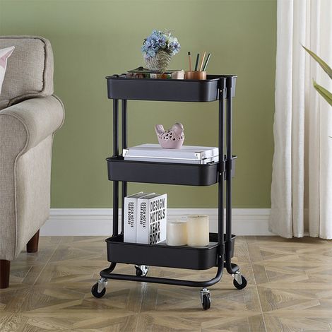 Desserte de cuisine Chariot multifonctionnel Chariot Desserte 3 tiers Desserte 43  36  86cm noir