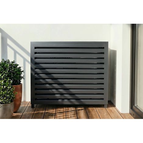 Klimaanlagen- und Wärmepumpenabdeckung ANETO Aluminium grau – Größe M (1/5)