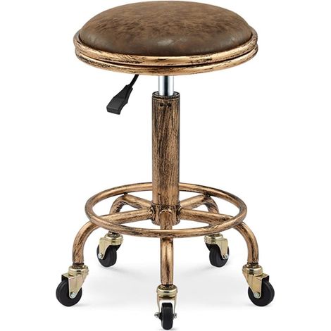 Vintage bar stool, rolling stool, 360° rotating bar stool, height adjustable bar stool 50-64 cm, hairdresser stool, workshop stool, bar table stool (1/5)