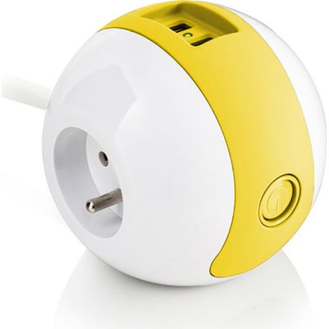 Multiprise WATTBALL + USB - Jaune - Watt and Co