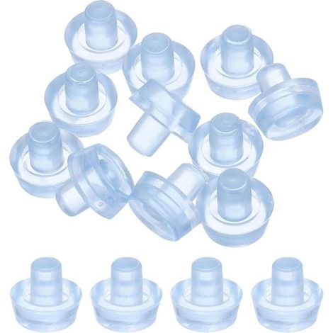 Set mit 38 Glas-Tischstoppern mit Stiel, 6 mm (0,24 Zoll), rutschfestem Gummi, für Gartenmöbel (passend für 6,35-mm-Löcher), transparent