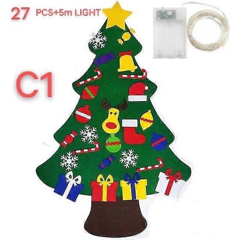 Sapin de Noël en feutrine pour enfants, bricolage, Père Noël, sapin, cadeau, décoration de Noël, sapin de Noël, bonne année, style de sapin de Noël C1 (1/5)