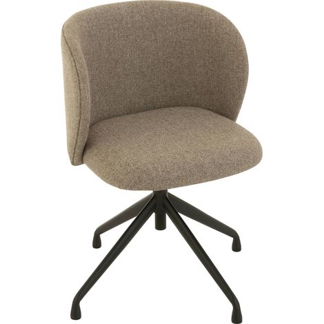 Chaise design bois marron foncé assise beige pivotante élégante - Marron foncé et beige clair (1/5)