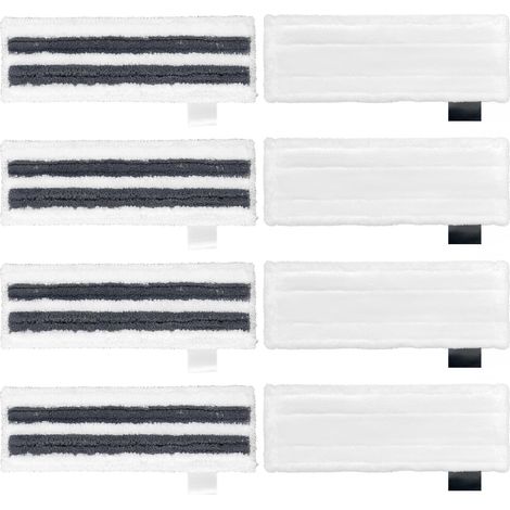 Lot de 8 Bonnette Nettoyeur Vapeur Pour Karcher SC3, SC4 Bonnettes Lingettes de Rechange Chiffons en Microfibre Lingettes Remplacement pour le Nettoyeur à Vapeur Serpillere Balai Vapeur-4 Blanc+4 Gris (1/5)
