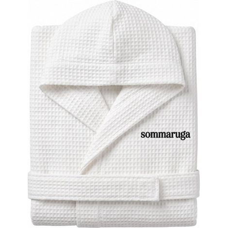 Peignoir nid d'abeille pour femme et peignoir nid d'abeille homme en coton avec capuche, poches et ceinture, léger et de voyage S-XXXL (1/5)
