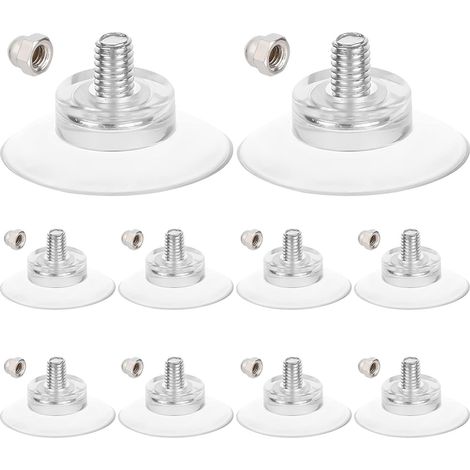 12 PCS Plaque D'Immatriculation Ventouses Crochets Clair 32Mm Diamètre Fortes Ventouses Porte-Ventouses Salle de Bains Étagère de Cuisine Accessoires pour Abat-Jour Tissu Plaque Acrylique (1/5)