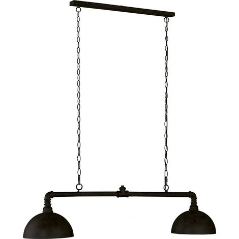 Lampe à suspendre Lampe de salon 2 flammes noir métal L 87 cm (1/4)