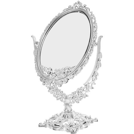 Miroir cosmétique ovale vintage OUNONA en plastique et verre avec rotation à 360 , support stable de (1/5)