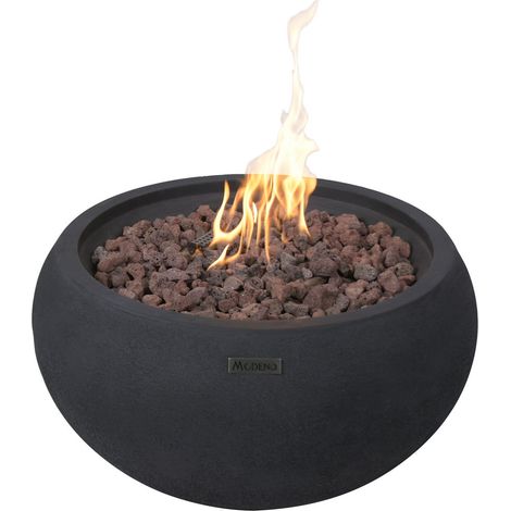 YORK Gas-Feuertisch aus Glasfaserbeton D68x36 cm schwarz