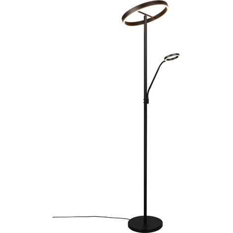 Lampada da terra LED c/lampada lettura, metallo, nero opaco, H 180 cm, Willis (1/5)