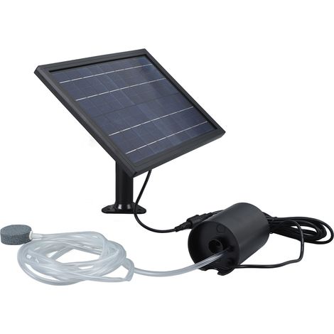 Pompe à air solaire 8W 10V 2400mAh avec 2 pierres à bulles et tuyau, oxygénateur solaire en ABS et polysilicium pour bassin et piscine (1/5)