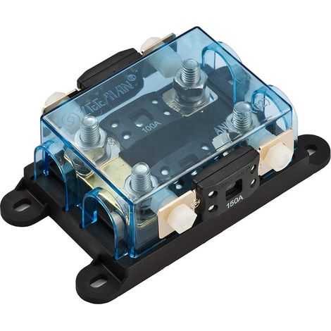 Offgridtec® Supporto per fusibile MEGA a 2 scomparti con supporto per fusibile di ricambio