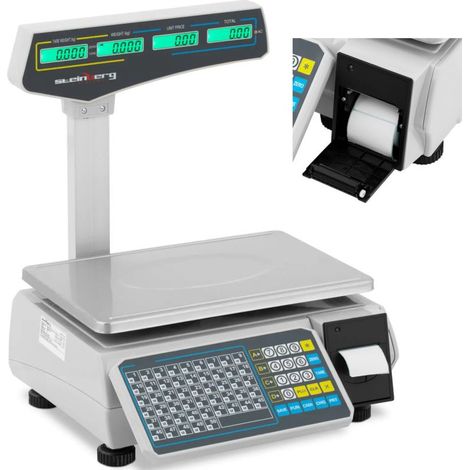 Balance de contrôle 30 kg / 15 g avec calcul de prix, étiquettes et écran LCD