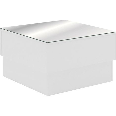 MOMMA HOME Mesa Centro, Mesita de Salón o Comedor, Modelo TYRPA, Blanco con Vidrio Espejo, Medidas: 60x60x35 cm (1/5)