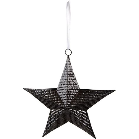 Suspension de Noël en Forme d'Étoile Décoration en Fer Noir Style Campagne 25x27 cm - PANGIVO