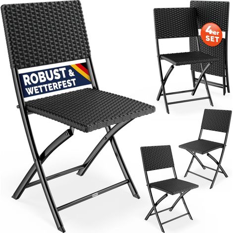 Casaria – Chaise pliante en polyrotin – Lot de 4 – Charge max. 120 kg – Résistante aux intempéries – Pliable et légère pour balcon, jardin, camping