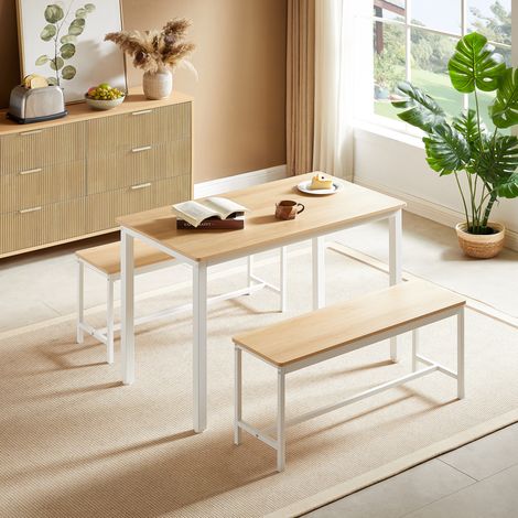 Set tavolo da pranzo 110x60x75 cm in legno e metallo naturale, salvaspazio cucina FloraGrace (1/5)