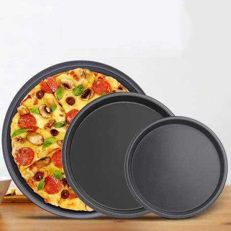 Pizza Pan - Carbon Steel - Non Stick - Oven Safe - Dishwasher Safe - For Pizza Pie Cookie Baking - 6 7 8 10 Inch (1/5)