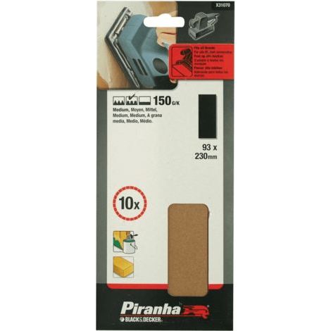 SET 10 FOGLI ABRASIVI PER LEVIGATRICE ORBITALE STANLEY - Taglia: - grana 150 (X31070) (1/5)