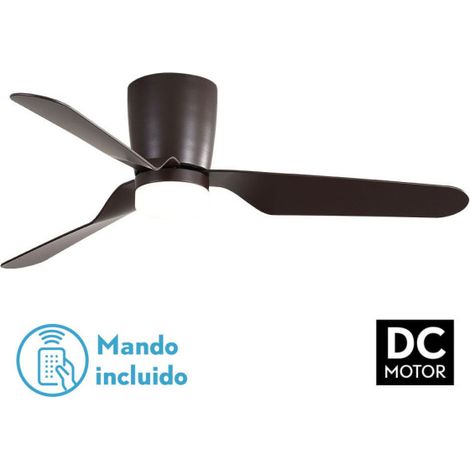TODOLAMPARA - Fan de Deckenventilator mit Licht LED 18W Motor DC Modell KOCHI Braun, 3 Schattierungen de Licht mit Speicher, 3 Flügel, 5 Geschwindigkeiten, Fernbedienung control, Timer, leise und nied