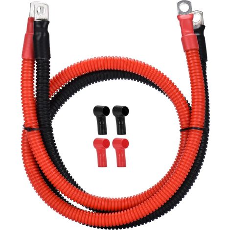 Câble de batterie 35mm² m8 80cm 2 AWG câble silicone gaine annelée tube de câble souple et flexible résistant à la chaleur (1/5)