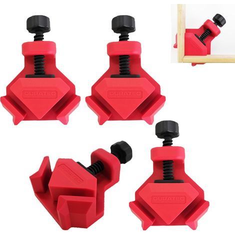 4 pcs Serre joint angle, Presse d'angle pour épaisseur de panneaux jusqu'à 26 mm, Force de serrage de 25 kg pour le collage, Pince à angle droit pour Outils Menuisier, Soudage de Charpentier (1/5)