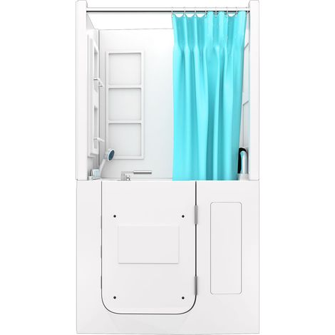 Seniorendusche und Kombination Wanne mit Whirlpool S08D-WP-TH-B-R 110x68x205cm (1/5)