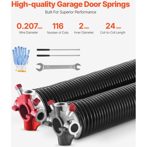 Ressorts de torsion pour porte de garage, 1 paire, Φ5,26xΦ50,8x618 mm, 16000 cycles, revêtement noir électrophorétique pour remplac… (1/5)