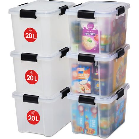 Iris Ohyama, Boite de Rangement Hermétique, 20L, Lot de 6, Transparent, AT-SD