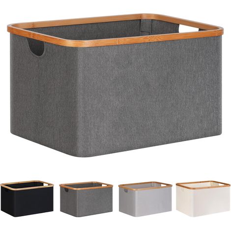 Panier à Linge Pliable 60L, Tissu Bambou Panier de Rangement Pliable, Rangement Panier à Linge Pliable, Laundry Baskets pour Chambre à Coucher Salle de Bain (Gris) (1/5)