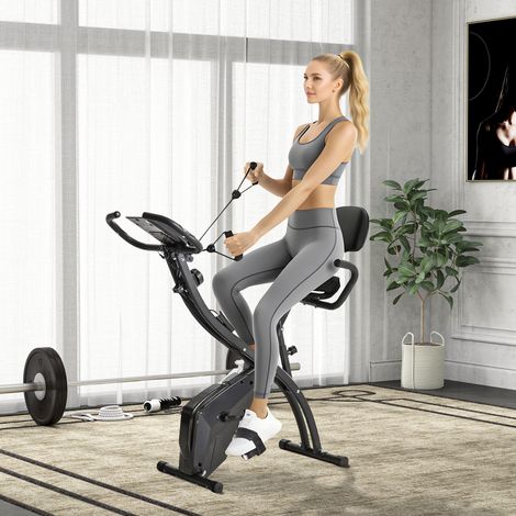 Noir 105x48x118 cm - Vélo d’appartement pliant à hauteur réglable Vélo statique à résistance magnétique réglable avec écran LCD et siège