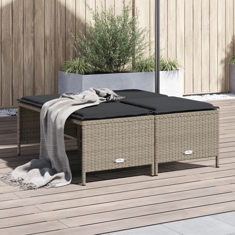 Gartenhocker mit Kissen 4 Stk. Hellgrau Poly Rattan vidaXL (1/5)