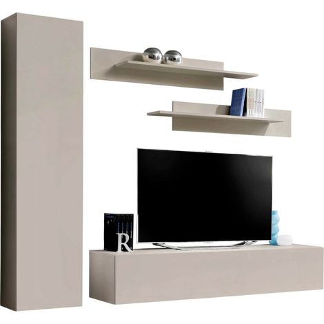 Ensemble Meuble TV Mural "Fly G1" 210cm Beige Gris (1/2)