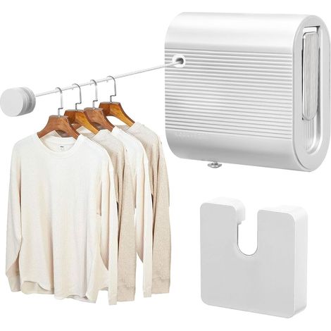 4,2m Corde à Linge Rétractable, Fil Linge Retractable Anti-Affaissement, Fil a Linge Retractable Mural en Acier Inoxydable, Capacité de Poids 44lb, pour Intérieur et Extérieur