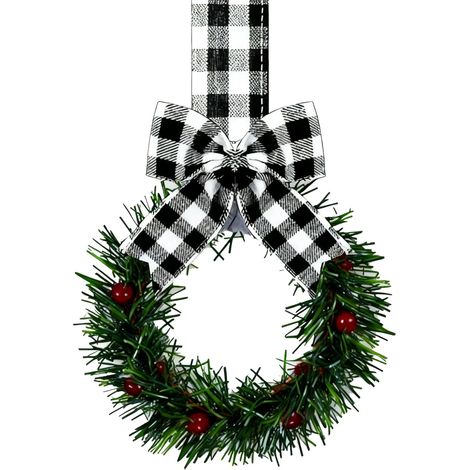 Guirlande Mini Noël - Pin Artificiel Norfolk - Baies Rouges - Ruban Velours Rouge Réglable - Pour Porte Cuisine Fenêtre Armoire Mur - 1 Pièce (1/5)